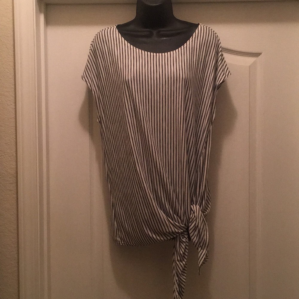 Asymmetrical striped top